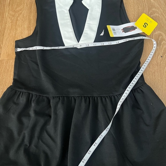 NWT Nautica Jeans Black Tiered Dress with White Accents, sleeveless with pockets - Picture 2 of 7